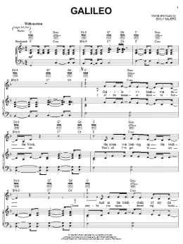page one of Galileo (Piano, Vocal & Guitar Chords (Right-Hand Melody))
