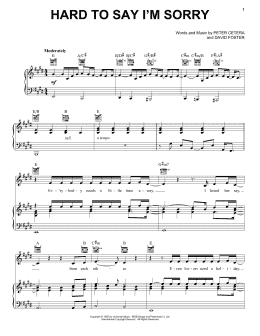 page one of Hard To Say I'm Sorry (Piano, Vocal & Guitar Chords (Right-Hand Melody))