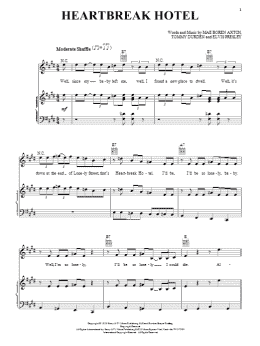 page one of Heartbreak Hotel (Piano, Vocal & Guitar Chords (Right-Hand Melody))