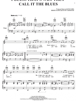 page one of I Guess That's Why They Call It The Blues (Piano & Vocal)