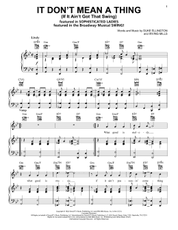 page one of It Don't Mean A Thing (If It Ain't Got That Swing) (Piano, Vocal & Guitar Chords (Right-Hand Melody))