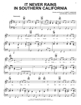 page one of It Never Rains In Southern California (Piano, Vocal & Guitar Chords (Right-Hand Melody))