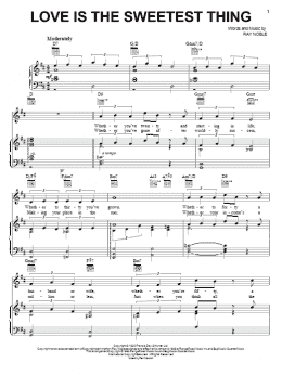 page one of Love Is The Sweetest Thing (Piano, Vocal & Guitar Chords (Right-Hand Melody))