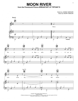 page one of Moon River (Piano, Vocal & Guitar Chords (Right-Hand Melody))
