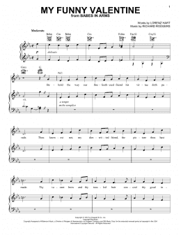 page one of My Funny Valentine (Piano, Vocal & Guitar Chords (Right-Hand Melody))