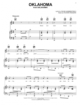 page one of Oklahoma (from Oklahoma!) (Piano, Vocal & Guitar Chords (Right-Hand Melody))