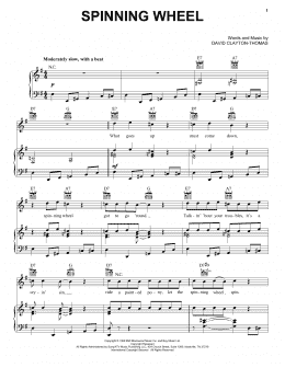 page one of Spinning Wheel (Piano, Vocal & Guitar Chords (Right-Hand Melody))