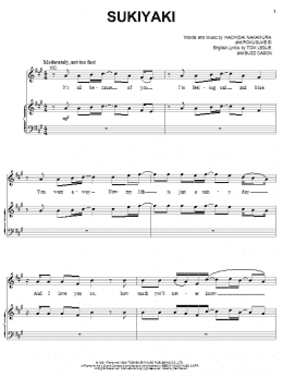 page one of Sukiyaki (Piano, Vocal & Guitar Chords (Right-Hand Melody))