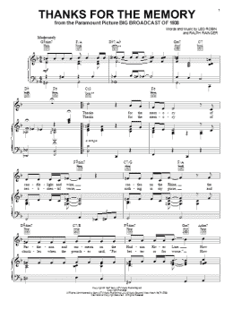 page one of Thanks For The Memory (Piano, Vocal & Guitar Chords (Right-Hand Melody))