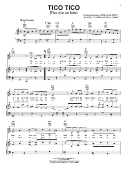 page one of Tico Tico (Tico Tico No Fuba) (Piano, Vocal & Guitar Chords (Right-Hand Melody))