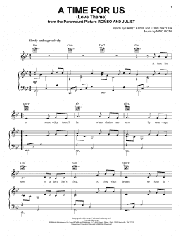 page one of A Time For Us (Love Theme) (Piano, Vocal & Guitar Chords (Right-Hand Melody))