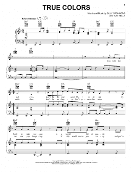 page one of True Colors (Piano, Vocal & Guitar Chords (Right-Hand Melody))