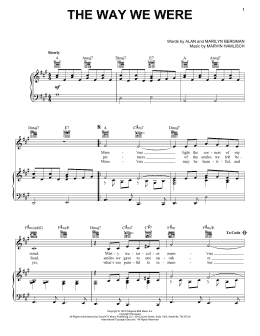 page one of The Way We Were (Piano, Vocal & Guitar Chords (Right-Hand Melody))
