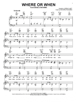 page one of Where Or When (Piano, Vocal & Guitar Chords (Right-Hand Melody))