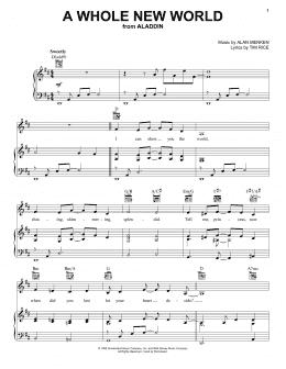 page one of A Whole New World (from Aladdin) (Piano, Vocal & Guitar Chords (Right-Hand Melody))