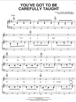 page one of You've Got To Be Carefully Taught (Piano, Vocal & Guitar Chords (Right-Hand Melody))