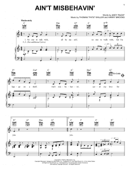 page one of Ain't Misbehavin' (Piano, Vocal & Guitar Chords (Right-Hand Melody))