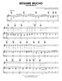 page one of Besame Mucho (Kiss Me Much) (Piano, Vocal & Guitar Chords (Right-Hand Melody))