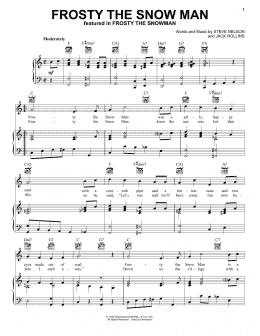 page one of Frosty The Snow Man (Piano, Vocal & Guitar Chords (Right-Hand Melody))