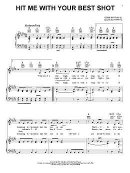 page one of Hit Me With Your Best Shot (Piano, Vocal & Guitar Chords (Right-Hand Melody))