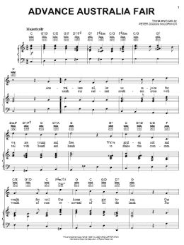 page one of Advance Australia Fair (Piano, Vocal & Guitar Chords (Right-Hand Melody))