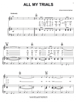 page one of All My Trials (Piano, Vocal & Guitar Chords (Right-Hand Melody))