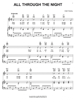page one of All Through The Night (Piano, Vocal & Guitar Chords (Right-Hand Melody))