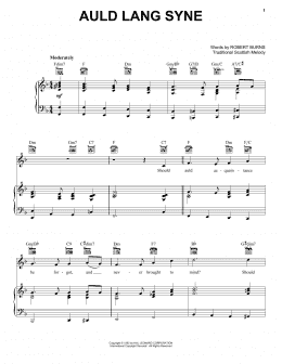 page one of Auld Lang Syne (Piano, Vocal & Guitar Chords (Right-Hand Melody))