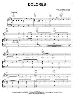 page one of Dolores (Piano, Vocal & Guitar Chords (Right-Hand Melody))