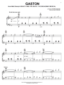 page one of Gaston (from Beauty And The Beast: The Broadway Musical) (Piano, Vocal & Guitar Chords (Right-Hand Melody))