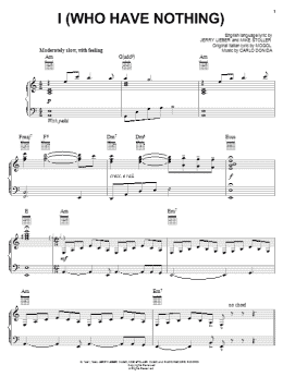 page one of I (Who Have Nothing) (Piano, Vocal & Guitar Chords (Right-Hand Melody))