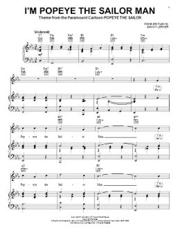 page one of I'm Popeye The Sailor Man (Piano, Vocal & Guitar Chords (Right-Hand Melody))