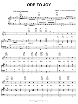 page one of Ode To Joy (Piano, Vocal & Guitar Chords (Right-Hand Melody))