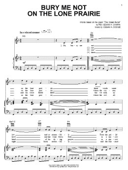 page one of Bury Me Not On The Lone Prairie (Piano, Vocal & Guitar Chords (Right-Hand Melody))
