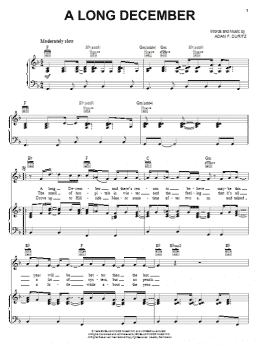 page one of A Long December (Piano, Vocal & Guitar Chords (Right-Hand Melody))
