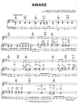 page one of Awake (Piano, Vocal & Guitar Chords (Right-Hand Melody))