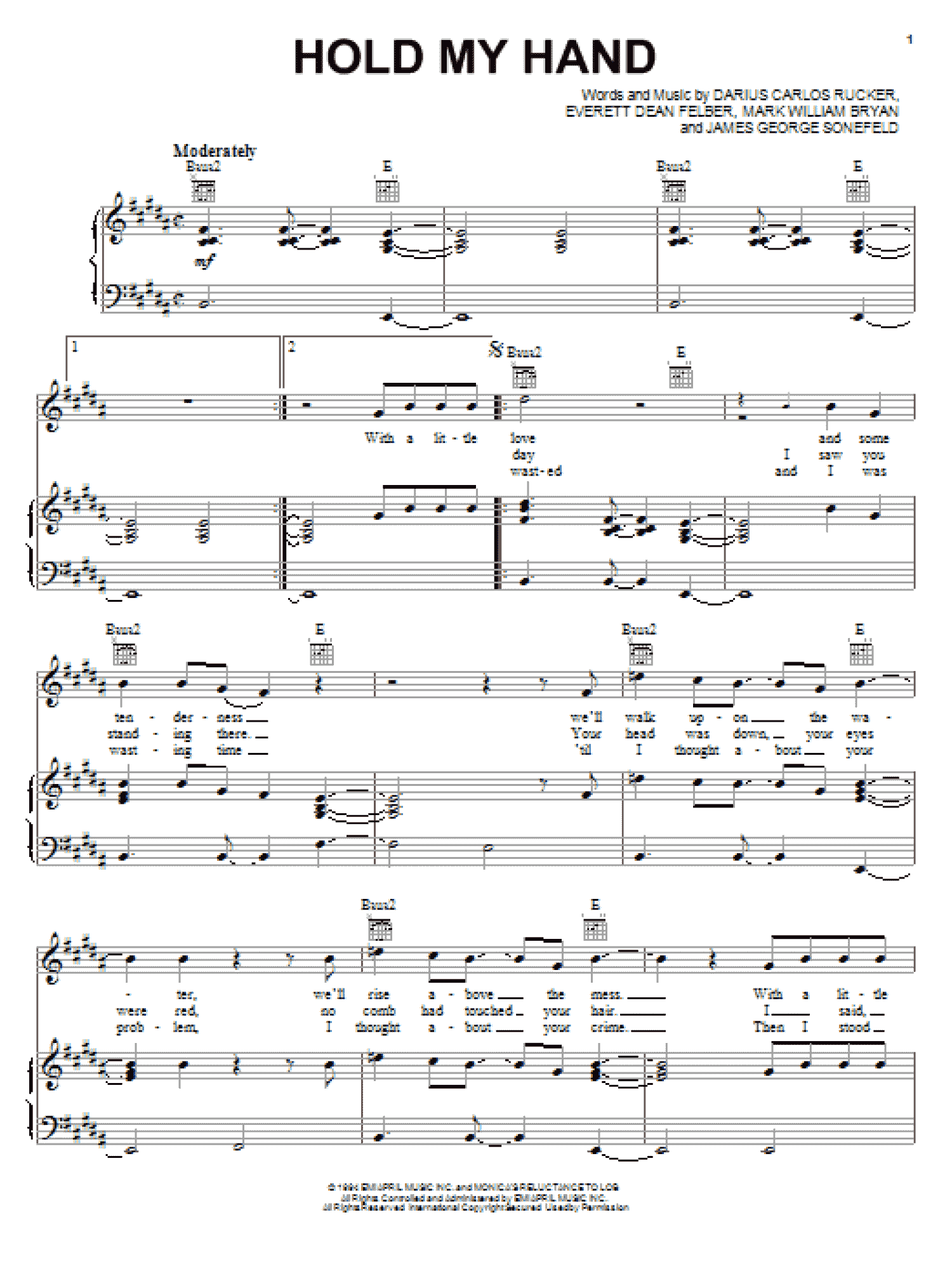 Hold My Hand (Piano, Vocal & Guitar Chords (Right-Hand Melody))