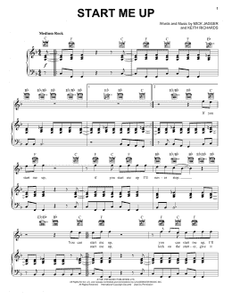 page one of Start Me Up (Piano, Vocal & Guitar Chords (Right-Hand Melody))