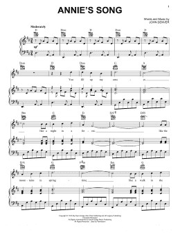 page one of Annie's Song (Piano, Vocal & Guitar Chords (Right-Hand Melody))