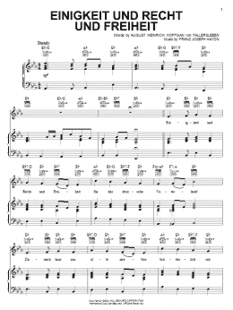 page one of Einigkeit Und Recht Und Freiheit (Piano, Vocal & Guitar Chords (Right-Hand Melody))