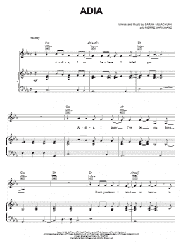 page one of Adia (Piano, Vocal & Guitar Chords (Right-Hand Melody))