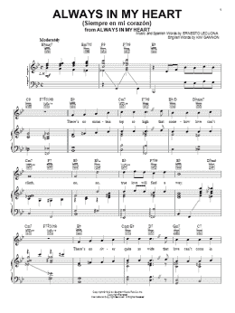 page one of Always In My Heart (Siempre En Mi Corazon) (Piano, Vocal & Guitar Chords (Right-Hand Melody))