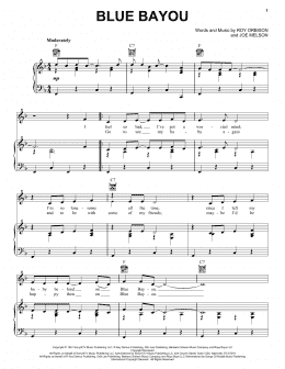 page one of Blue Bayou (Piano, Vocal & Guitar Chords (Right-Hand Melody))
