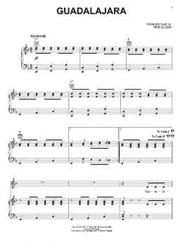 page one of Guadalajara (Piano, Vocal & Guitar Chords (Right-Hand Melody))