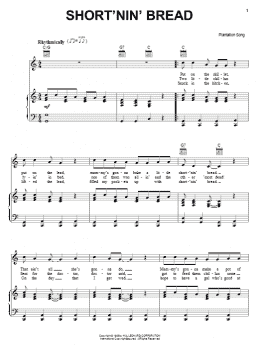 page one of Short'nin' Bread (Piano, Vocal & Guitar Chords (Right-Hand Melody))
