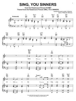 page one of Sing, You Sinners (Piano, Vocal & Guitar Chords (Right-Hand Melody))
