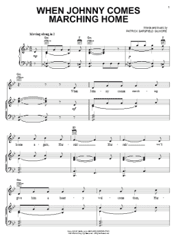 page one of When Johnny Comes Marching Home (Piano, Vocal & Guitar Chords (Right-Hand Melody))