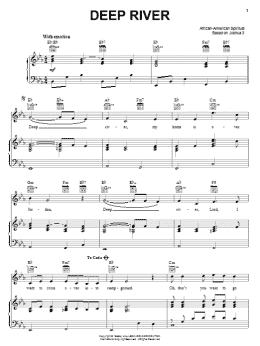 page one of Deep River (Piano, Vocal & Guitar Chords (Right-Hand Melody))