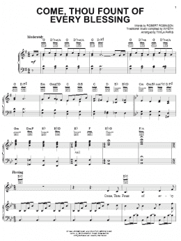 page one of Come, Thou Fount Of Every Blessing (Piano, Vocal & Guitar Chords (Right-Hand Melody))