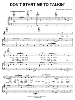 page one of Don't Start Me To Talkin' (Piano, Vocal & Guitar Chords (Right-Hand Melody))